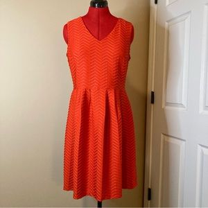 Chevron V-Neck Pleated Dress